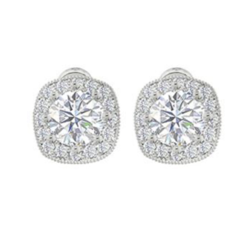 Zaxie By Stefanie Taylor Cushion Cut Cz Halo Stud Earrings $36